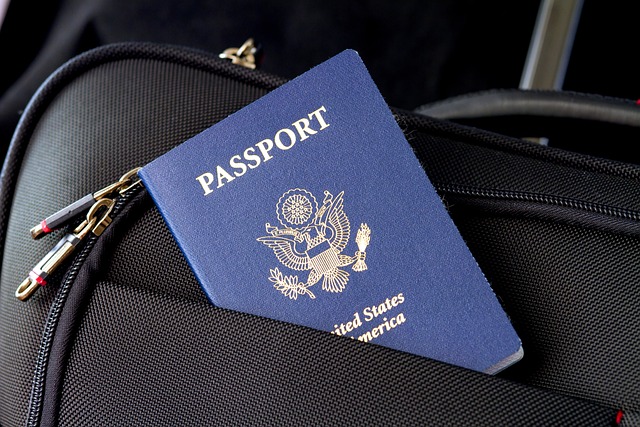 A U.S. passport placed in a black suitcase pocket, symbolizing international travel and visa application processes, relevant to understanding different types of visas and how to apply for them.